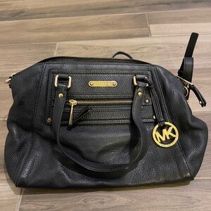Michael Kors Medium Black Leather Satchel Bag